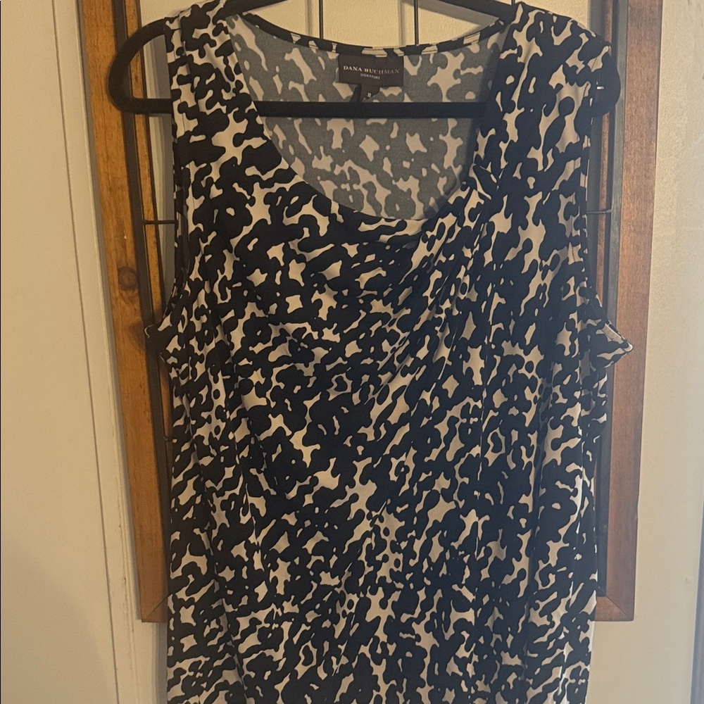 Dana Buchman Drape Neck Black and Tan Women's Top Size XL